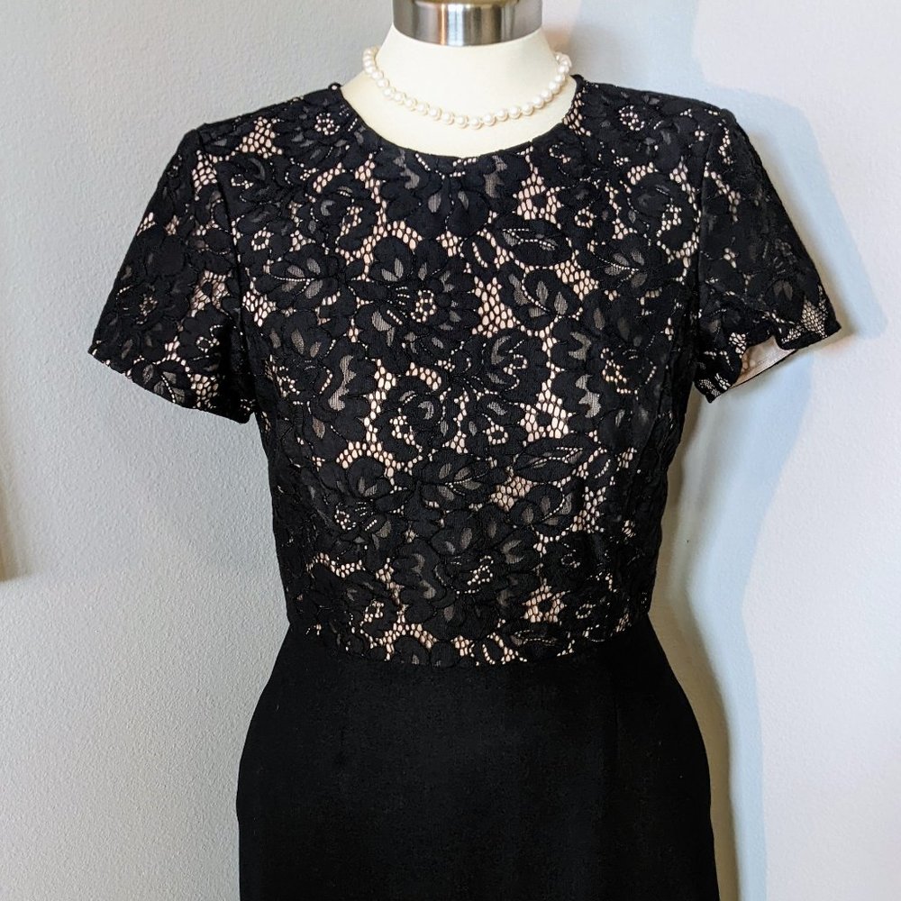 Floral Lace and Wool Twill Dress with Pockets by Brooks Brothers